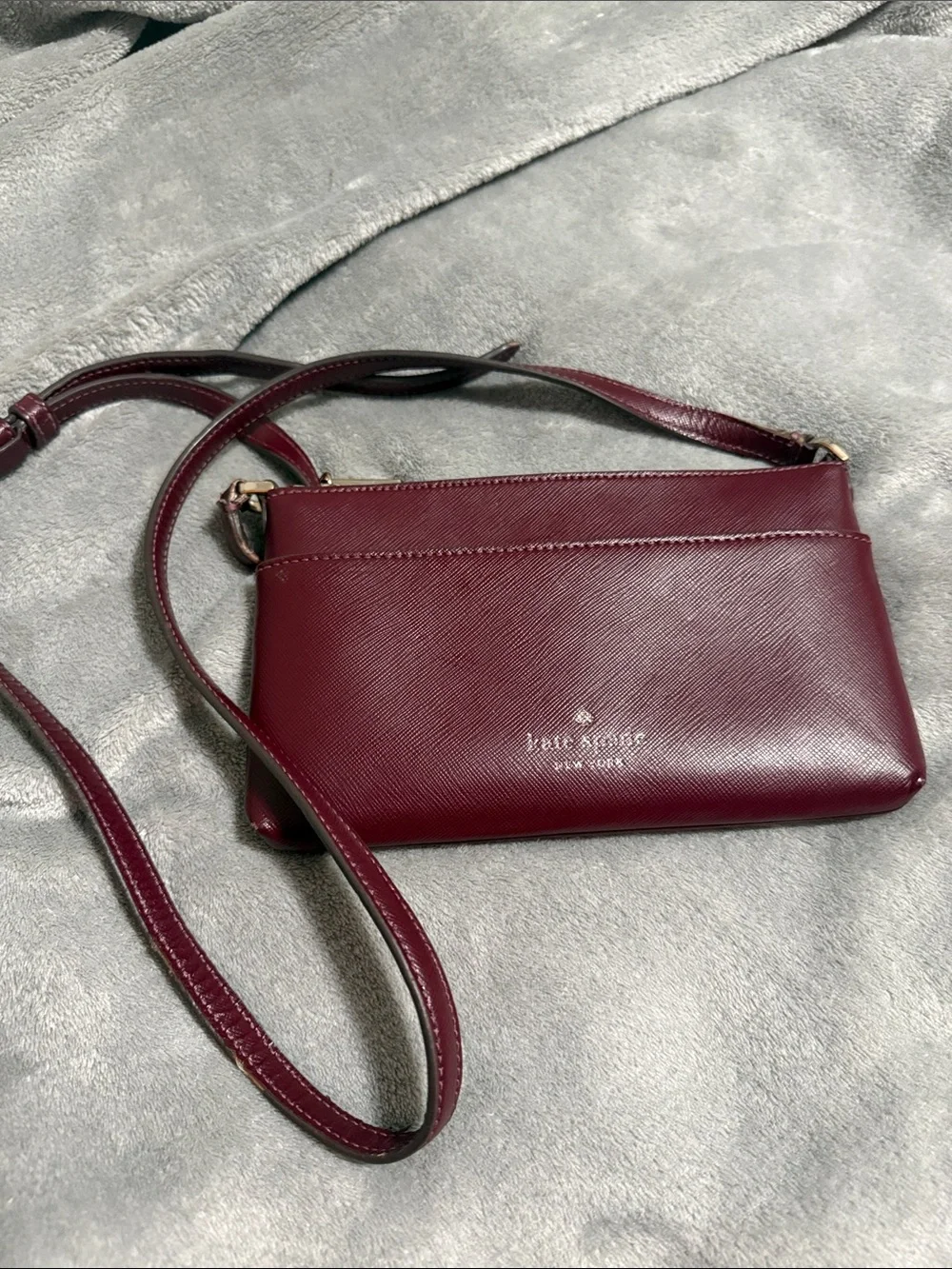 kate spade burgundy leather crossbody bag with gold hardware